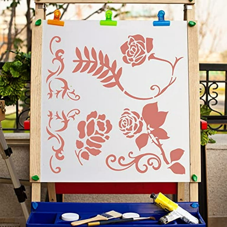 Rose Stencil for Painting DIY Decorative Stencil Paint Stencil Reusable  Paint Stencil for Painting on Walls Furniture Crafts Wood Wall Home  Decoration