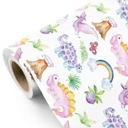 WRAPAHOLIC Dinosaur Baby PresNok Shower Wrapping Paper - Mini Roll - 17 Inch x 16.5 Feet - Watercolor Dinosaur Wrapping Paper for Baby Shower, Girls Birthday, Baptism Gift Wrap
