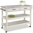 thumbnail image 2 of Bowery Hill Wood Kitchen Cart with Stainless Steel Top in Off White, 2 of 11