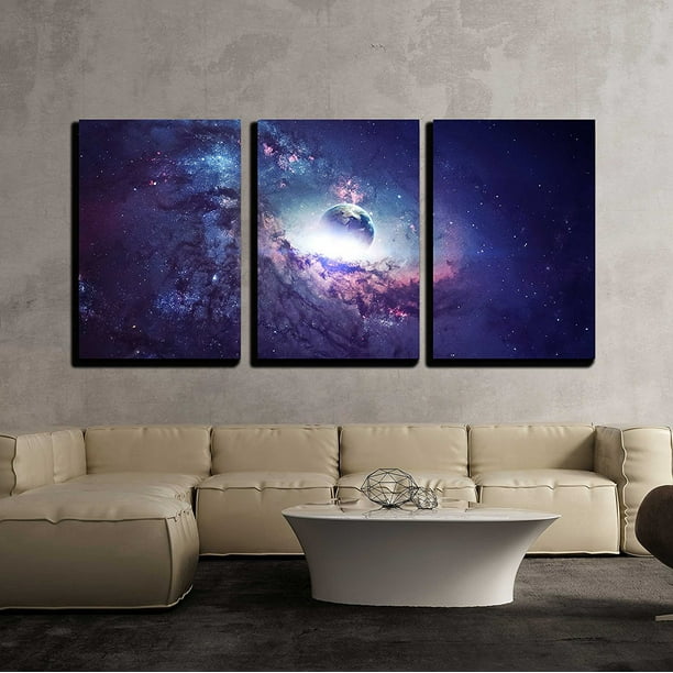 Wall26 3 Piece Canvas Wall Art Universe Scene with Stars and