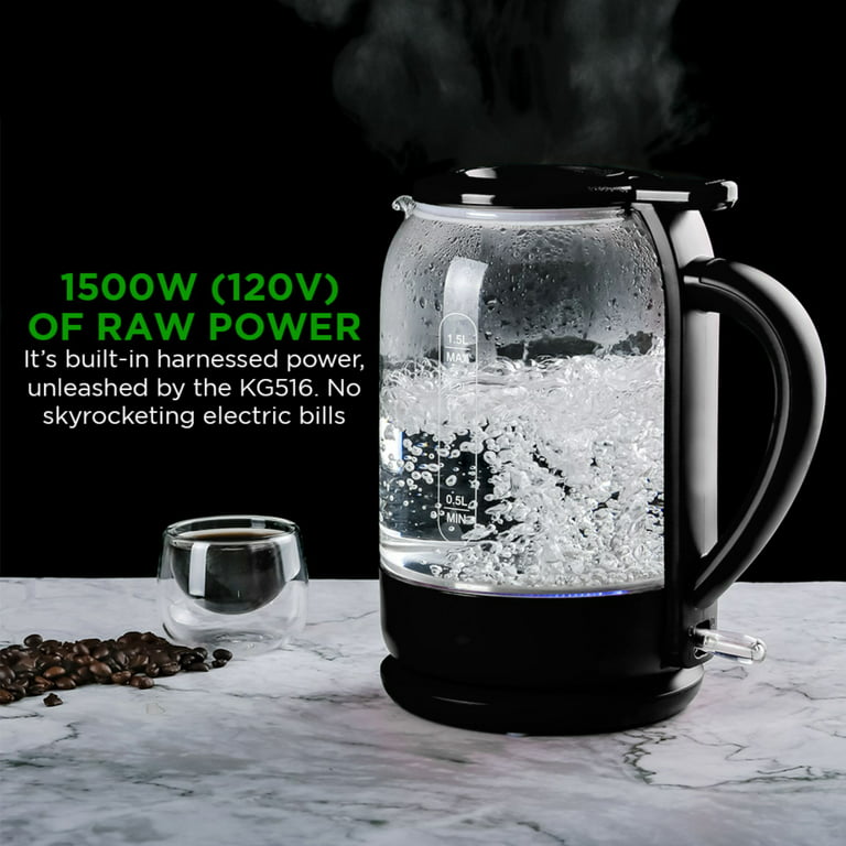 OVENTE 1.7 L Electric Glass Kettle, Prontofill Technology