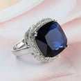 thumbnail image 3 of 14*14mm Dark Blue Zirconia Princess Cut CZ 925 Silver Wedding Stylish Party Ring, 3 of 3