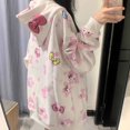 thumbnail image 4 of Sudadera con capucha y cremallera con dibujos animados de Hello Kitty de Sanrioed, sudadera con capucha para niñas, chaqueta Lolita Kawaii, ropa de abrigo holgada estilo Harajuku, ropa para mujer, 4 of 5