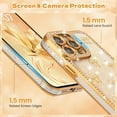 thumbnail image 3 of Case for iPhone 14 Pro Max,3D Gold Ribbon Bow,Crystal Clear Glitter Diamond Rhinestone Sequin Shiny Sparkly Bling,Aesthetic Transparent Soft for iPhone 14 Pro Max Case - Golden/Gold Bow, 3 of 16