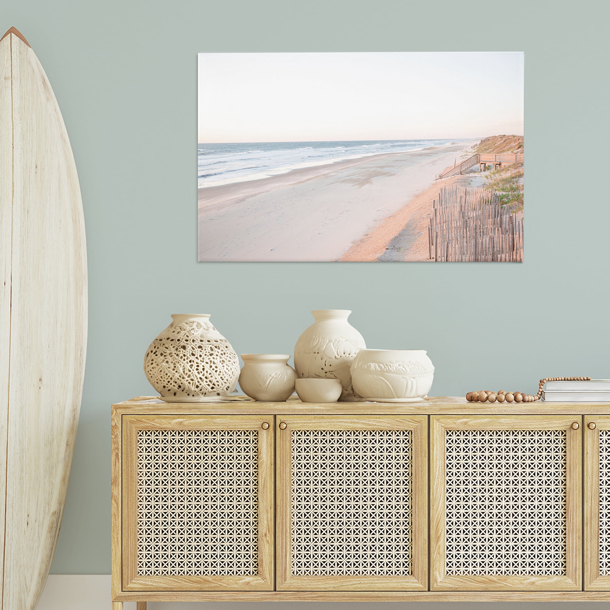 Stupell Industries Vast Beach Horizon Landscape & Nature Painting Wrapped Canvas Art Print Wall Art, 45 x 30