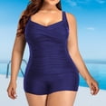 thumbnail image 2 of ¡Rebajas! Traje de baño de una pieza Prolriy para mujer, tallas grandes, vintage, fruncido, talla XXL, azul marino., 2 of 7
