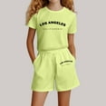 thumbnail image 2 of Xijirk Girls Outfits Toddler Kids Summer Set Casual Short Sleeve Colorful Motif T Shirt and Shorts Two Piece Soft Playwear for Active Play Comfortable Wear and All Day Fun,Green,11-12 Years, 2 of 4