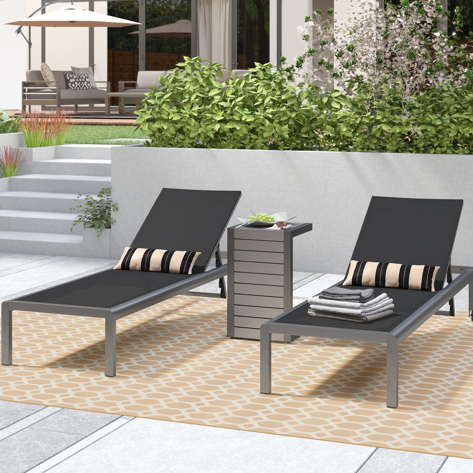 Royalston Reclining Chaise Lounge with Table Overall Product
