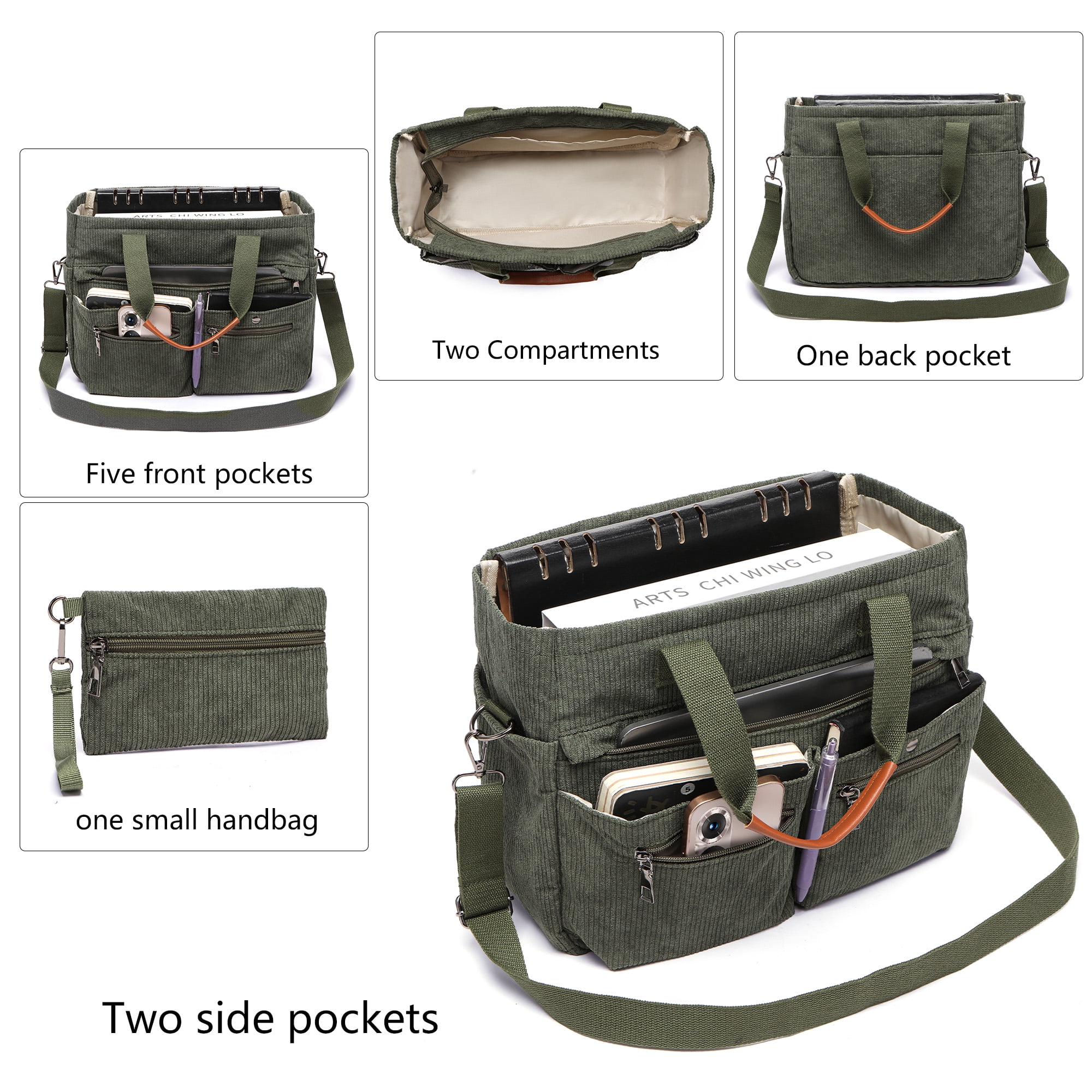 2pcs/Set Women's Corduroy Tote and Crossbody Bag Set, Large Capacity Laptop Shoulder Bags with Adjustable Strap & Zipper Closure, Casual Travel, Work, Sports, Everyday Purse