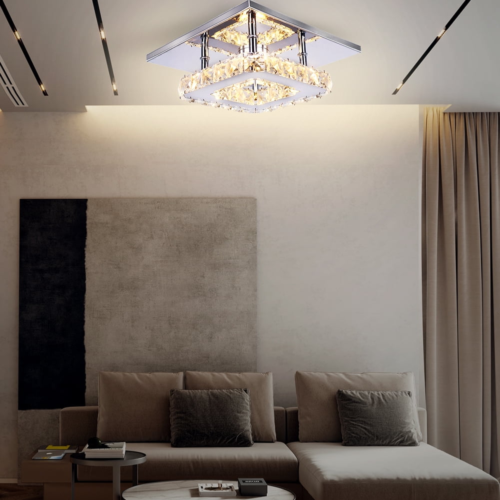 LED Ceiling Light Square Chandelier Crystal Pendant Lamp Modern Lighting Fixture