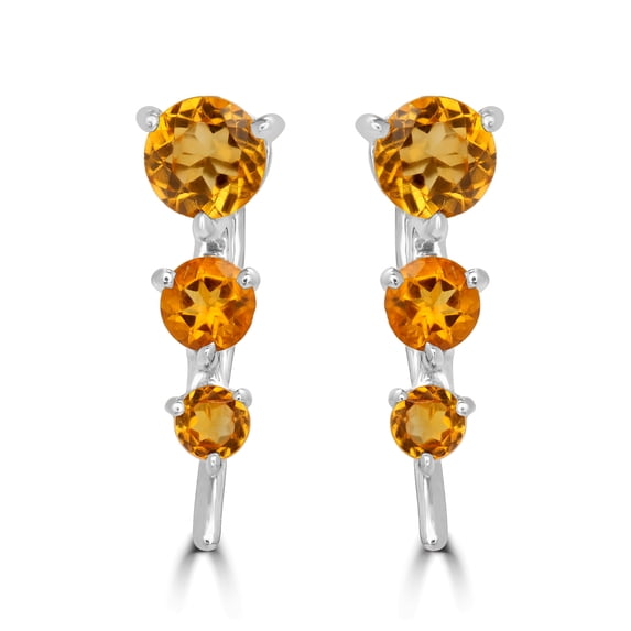Gemistry 0.77 Ct Round Citrine Trio Stud Earrings for Women in Sterling Silver