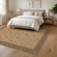 thumbnail image 3 of ODIKA 6'x9' Washable Area Rug Warm Beige Floral Elegance Intricate Border Classic Garden Motifs in for Family Room, Living Room, Master Bedroom, Non-Slip, Easy Care, 3 of 7