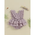 thumbnail image 3 of Bagilaanoe Newborn Baby Girl Summer Rompers Dress Fly Sleeve Bodysuits + Headband 6M 9M 12M 18M Infant Patchwork A-line Dresses, 3 of 6
