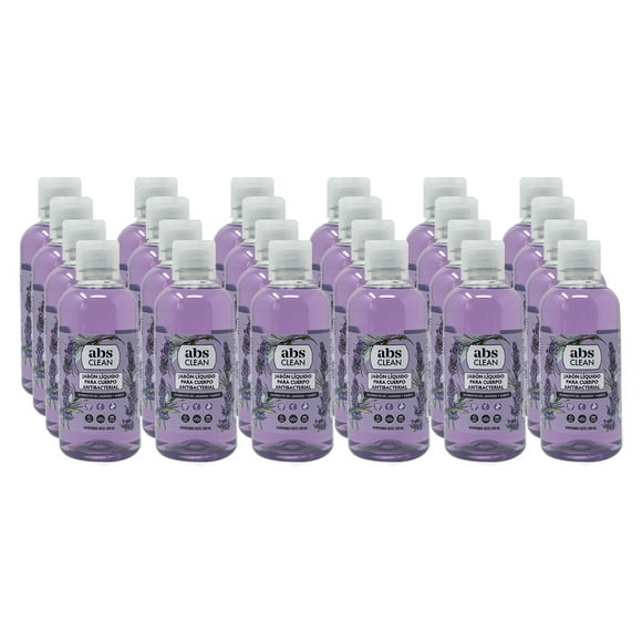 Jabón Líquido Corporal 500ml Abs Clean - Aroma Lavanda - 24 Piezas Abs Clean Jabón Líquido Antibacterial para Cuerpo