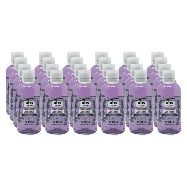 Jabón Líquido Corporal 500ml Abs Clean - Aroma Lavanda - 24 Piezas Abs Clean Jabón Líquido Antibacterial para Cuerpo