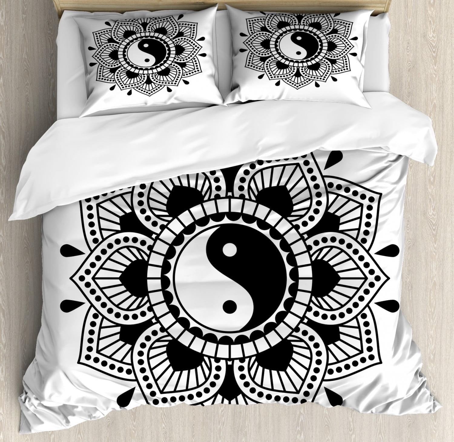 Black And White Duvet Cover Set King Size Chinese Lotus Flower