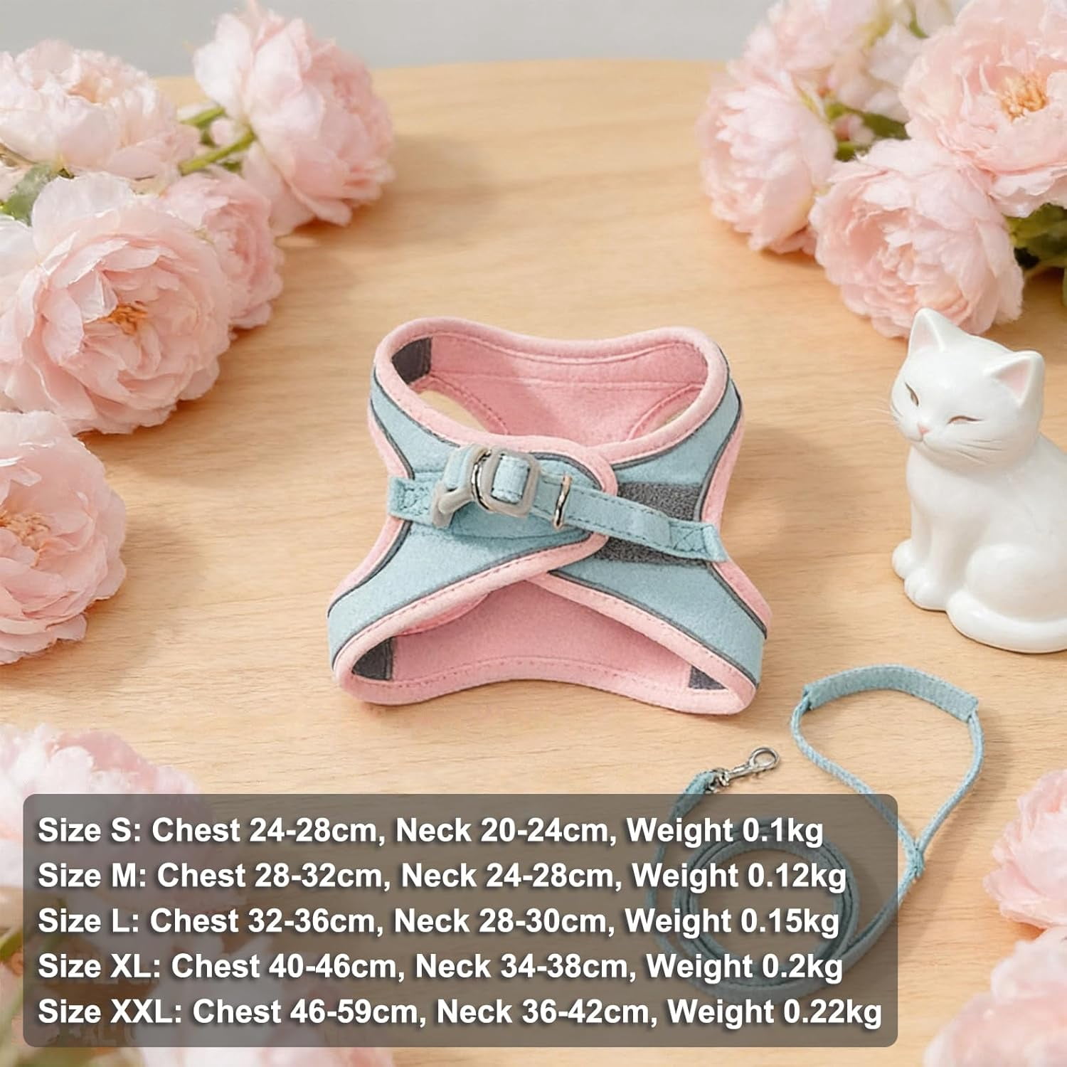 Escape-Proof Vest Style Cat Harness and Leash, Adjustable Step-in Cat Harness for Walking, Easy Wear Outdoor Harness for Small Medium Cats