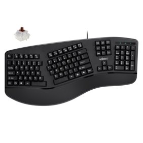 Adesso EasyTouch 150 Ergonomic Wired Mechanical Keyboard with Cherry MX Brown Switches, Integrated Palm Rest, Dedicated CoPilot AI Hotkey, Full-Sized Layout with Numeric Pad for Comfortable Typing