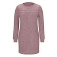 thumbnail image 4 of Fewfanhot Dresses for Women Long Sleeve Dresses Casual Fall Sweater Dress Work Winter Fashion Crew Neck Lace Mini Dressy Clothes, 4 of 9