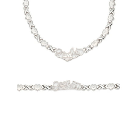Kisses Magnetic Bracelet .925 Sterling Silver Stampato X and Heart Hugs and Kisses with Heart