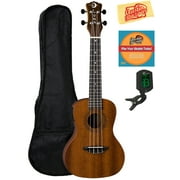 Luna Vintage Mahogany Concert Acoustic-Electric Ukulele Bundle with Gig Bag, Tuner, Austin Bazaar Instructional DVD, and Polishing Cloth
