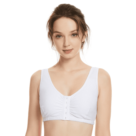 

BIMEI Front-Closure Mastectomy Bra Pocket Bra for Silicone Breast forms 8405 White 38A