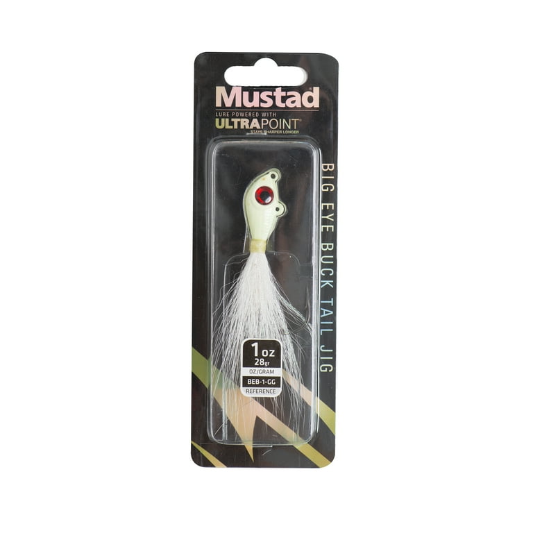 Mustad 1oz Glow Big Eye Bucktail Fishing Jig