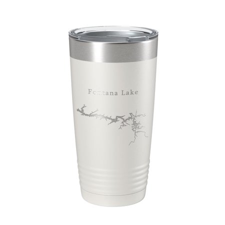 

Fontana Lake Map Tumbler Travel Mug Insulated Laser Engraved Coffee Cup North Carolina 20 oz White