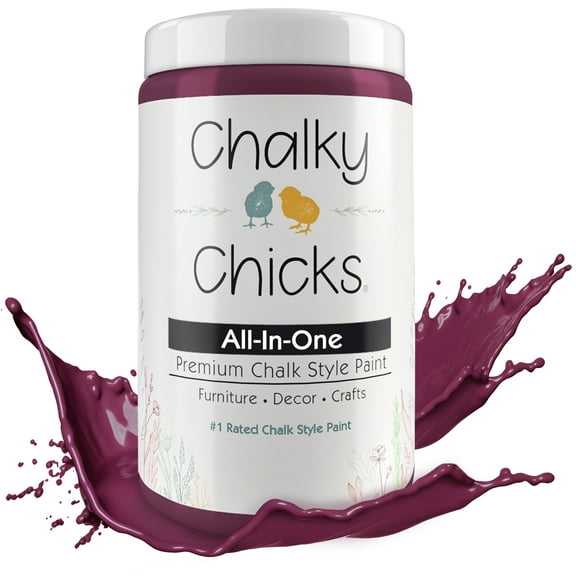 Chalky Chicks 32 Fl Oz Matte Logan Berry (Plum) Chalk Paint for Furniture Without Sanding - No Prep Furniture Paint No Sanding All in One for Crafts, Wood, Walls, Cabinet, Metal, Dresser, Farmhouse