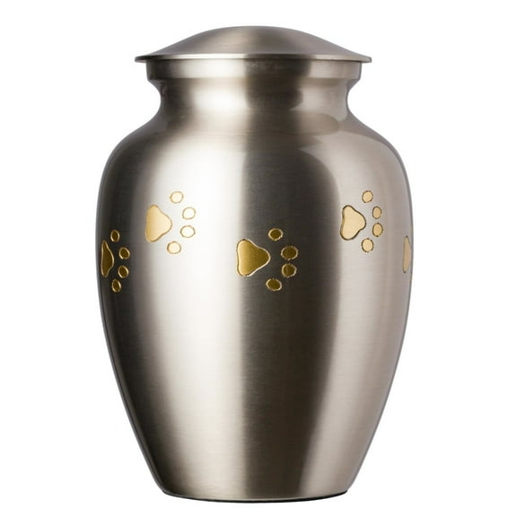 Best Friend Services Ottilie Paws Pet Urn-LRG, Pewter/Horz Brass Paws