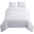 thumbnail image 5 of Chezmoi Collection Milo 3-Piece Soft Cooling Bamboo Fiber Cross-Stitch Quilted Coverlet Set (King, White), 5 of 6