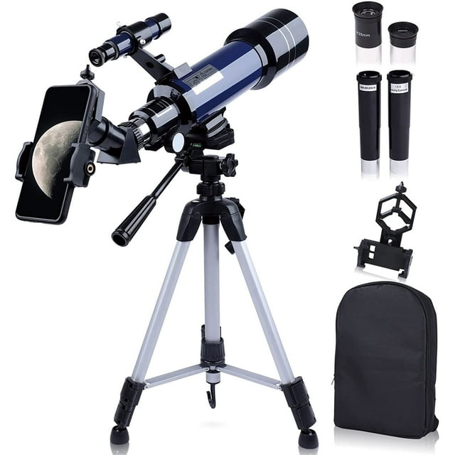 BEBANG Telescopio para Adultos Astronomía, Telescopio Refractor de 70/400 Mm para Niños Principiantes, Telescopio Portátil con Adaptador de Teléfono con Bolsa de Transporte de Trípode