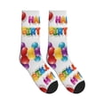 thumbnail image 4 of Women's Men's Happy Birthday Colorful Novelty Pattern Crew Athletic Socks, 4 of 7