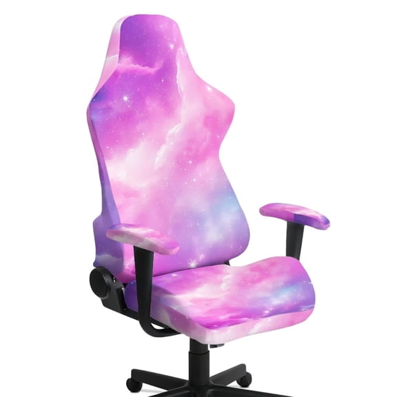 Garronmavis Purple Starry Sky Gaming Chair Cover Stretchable Computer Seat Slipcover Office Chair Cover Removable Machine Washable Armchair Slipcovers for Esports Enthusiasts Game Room Decor