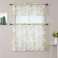 thumbnail image 7 of Mulanimo Sheer Kitchen Curtains 36 Inch Leaf Pattern Tier Window Curtains, Cafe Curtains Rod Pocket Half Window Treatment Set Short Curtains, Set of 2, 7 of 7