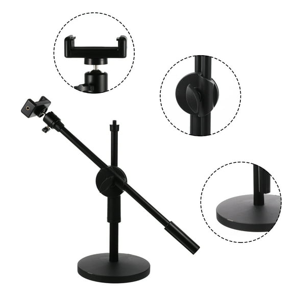 AURARMLET Metal Overhead Phone Mount for Recording with 360 Degree Swivel Desktop Stand Black