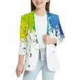 thumbnail image 1 of TIEVOSA Boys Girls' IColorful Sp Lashed Ink Printed Personality Suit Jacket for 5-6 Years(White), 1 of 4