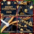 thumbnail image 4 of Golden Decor Christmas Banner Reindeer Design Holiday Display Christmas Tree Pattern Gift Box Elements Merry Christmas Backdrop for Christmas Party New Year Celebration Holiday Gathering, 4 of 9