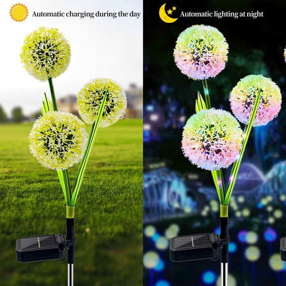 BVXEEP Solar Lights Outdoor, 2 Pack Solar Powered Dand-Elion Solar Led Lights Outdoor Led Lamps for Garden Backyard-Wn Land-Scape Decoration Illuminations