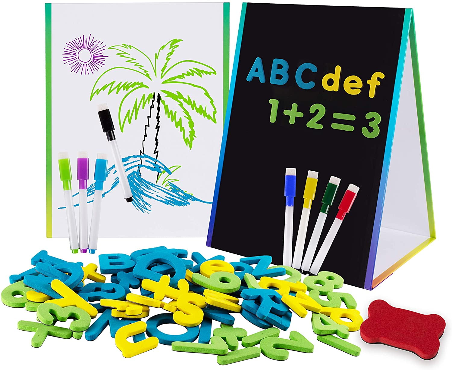 W.A. Portman Reversible Dry Erase Easel for Kids with Numbers