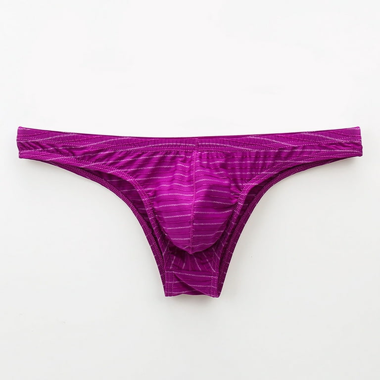 Aayomet Mens Bikini Underwear Striped Men's Color Half Waist Bikini Briefs  Panties Low Men's underwear,Purple Medium