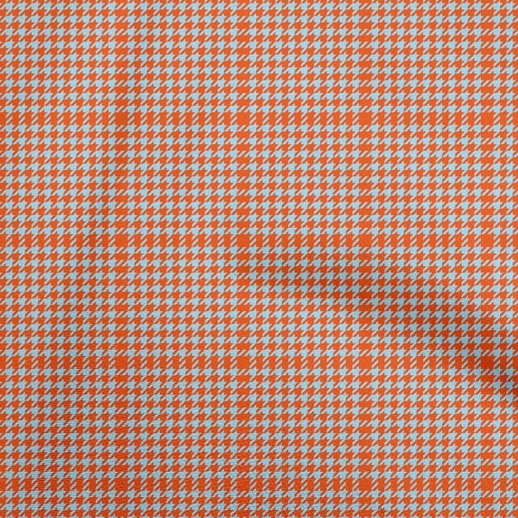 oneOone Viscose Chiffon Orange Fabric Houndstooth Quilting Supplies Print Sewing Fabric By The Yard 42 Inch Wide