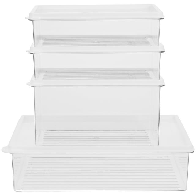 KAKOWELY 4pcs Freezer Storage Containers Reusable Airtight Plastic Food Storage Containers Prep Containers Freezer Bread Box Fridge Vegetable Freezer Sealing Box Food Fridge Container