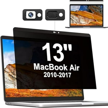 Privacy Screen MacBook Air 13 Inch (2010-2017), Magnetic Removable Anti Blue Light Glare Filter Anti Spy Screen Protector with Camera Cover for Apple Mac 13'' Laptop (A1369, A1466)