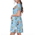 thumbnail image 2 of Disketp Cute Animals Surfers para Vestido de Manga Corta para Mujeres, Vestidos de Verano para Mujeres, Casual y Holgado para la Playa, 2 of 6