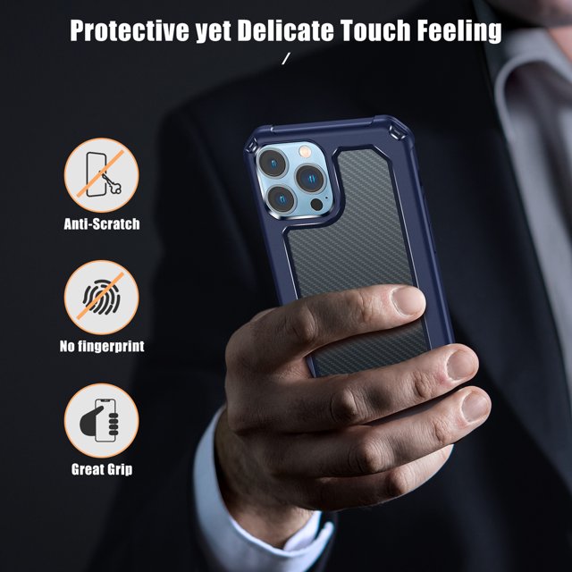 Accesorio de funda protectora translúcida para teléfono móvil de 6,7 pulgadas y 1,5 mm para iPhone 13 Pro MaxBlue