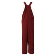 thumbnail image 5 of Lisingtool Jumpsuits for Women Women's Sleeveless Overalls Jumpsuit Casual Solid Summer Wide Leg Bib Pants Bottons Jumpsuit Romper with Button Pockets Solid Color Button Womens Overalls Red, 5 of 7