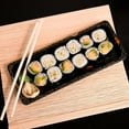 thumbnail image 3 of EcoQuality Black Sushi Trays with Lids 6.37 x 3.5 inch - Disposable Sushi Container Packaging with Cover, Carry Out, Takeout Boxes, Plastic to Go Containers Set, Entrees, Appetizers, BPA Free (900), 3 of 4