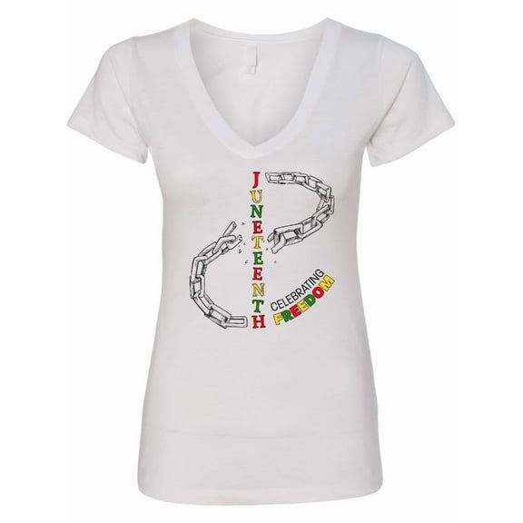 Inktastic Juneteenth-celebrating Freedom Breaking Chains Women's V-Neck T-Shirt