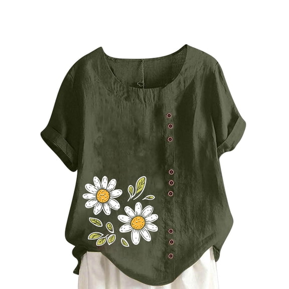 Sexlip Womens Swimsuit Set Daisy Embroidery Cover Up Design Asymmetric Hem Short Sleeve Relaxed Silhouette Sun Protection Fabric for Beach Wear Green XXXXL